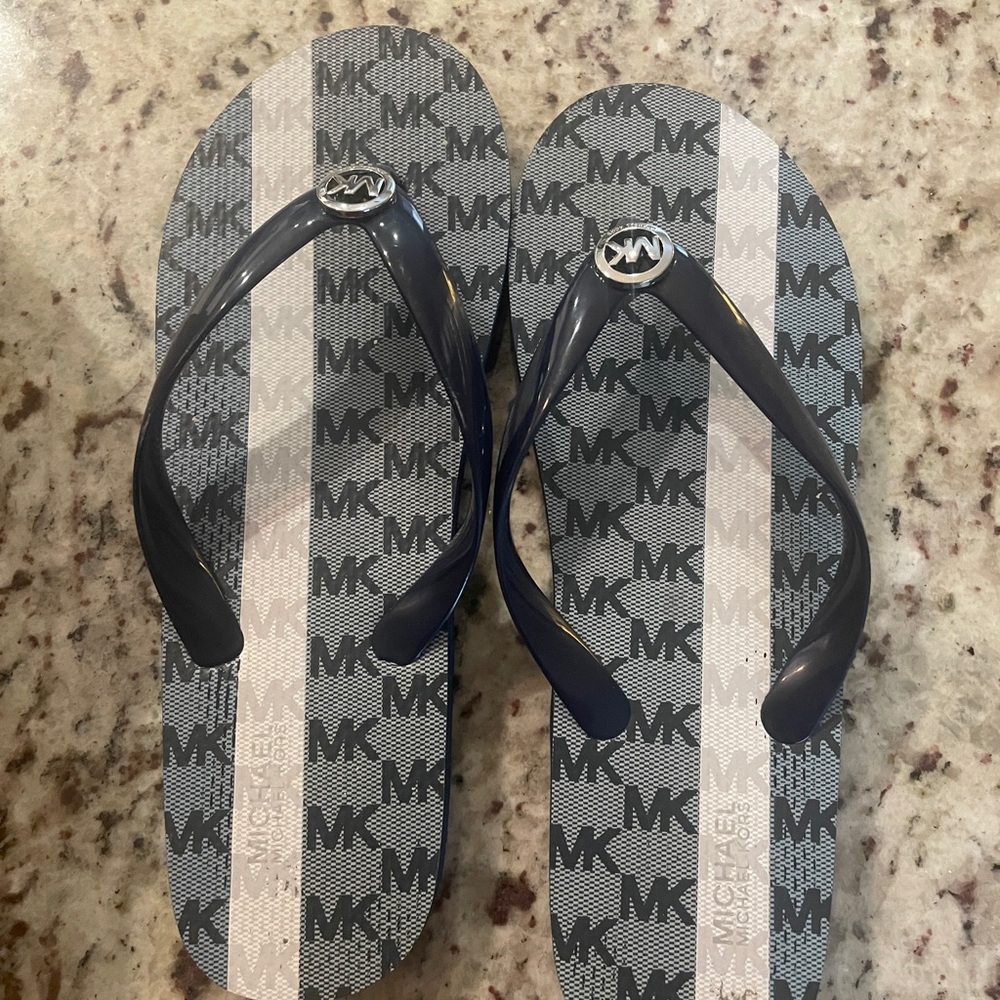 Michael Kors Navy Multi Flip Flops